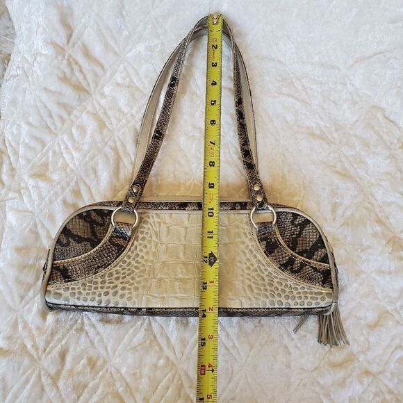 ROBERTO VASCON Hand Made Women's Hand Bag Reptile Embossed Genuine Leather Y2K - Picture 11 of 14